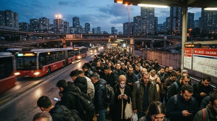 Beylikdüzü ve Esenyurt: İstanbul'da İki Farklı Dünya Yan Yana 6 Esenyurt'ta Metrobüs Durağı nda İnsan Seli