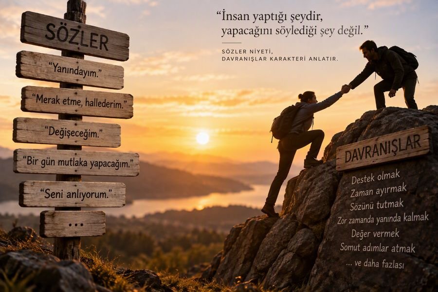 Sözler niyeti anlatır, davranışlar ise karakteri. İnsan, vaatleriyle değil; hayat